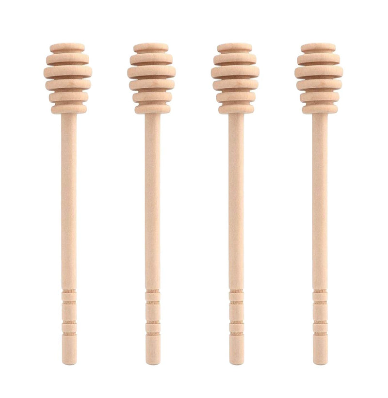 [Australia - AusPower] - ICEYLI 4 Pcs (6.3 Inches) Wooden Honey Mixing Stirrer Honey Dipper Sticks Honey Comb Stick Honey Spoon Collecting Dispensing Drizzling Jam 6.3inch 