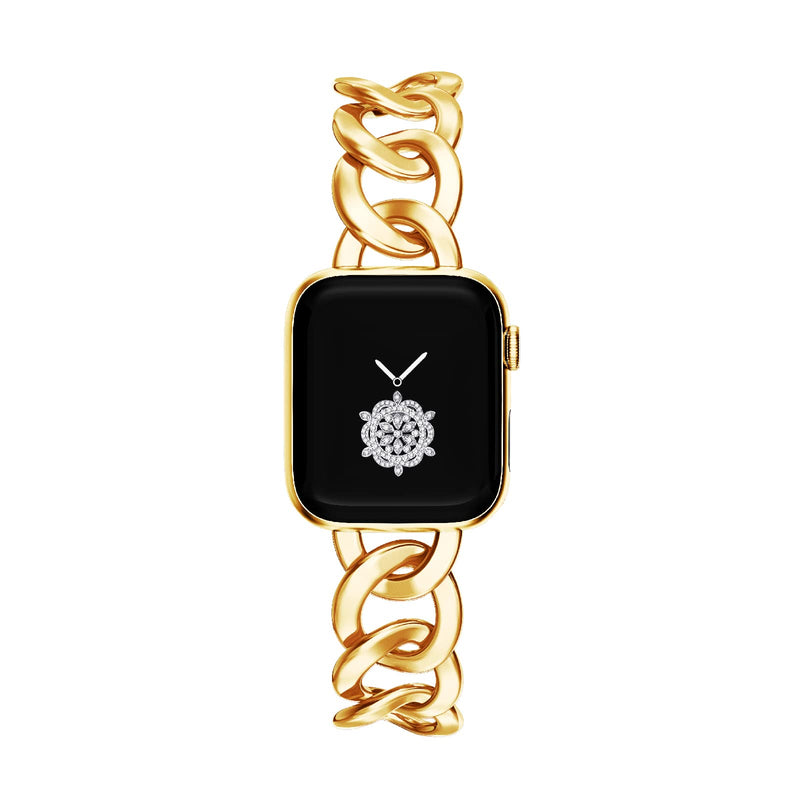 [Australia - AusPower] - Kolgios 42/44mm Gold Cool Women, Men Big Chain Metal Smartwatch Bands Compatible for Apple Watch Bands SE Series 5 Series6 Man Durable Adjustable Watch Bracelet for Iwatch 6/5/4/3/2/1 42/44/45mm 