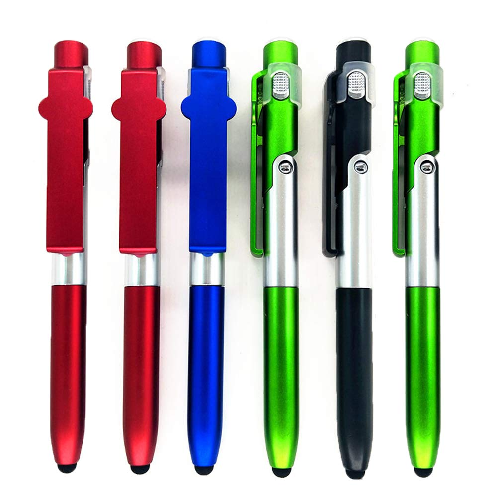 [Australia - AusPower] - NNTTY 4 in 1 Stylus, Multi-Function Capacitive Pen with LED Flashlight, Ballpoint Pen,Mobile Phone Holder,Compatible With Most Phones and Touch Screen Devices,Gift Box Packaging(6-Pack) 