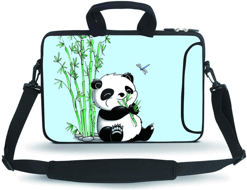[Australia - AusPower] - RUYIDAY 11-13.3" 14-15.6" Neoprene Sleeve Notebook Messenger Case Tote Bag For 14" 15-15.6 Inches Panda & Bamboo 