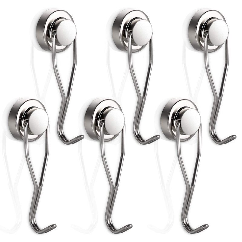 [Australia - AusPower] - Swivel Swing Magnetic Hook New Upgraded, 30LB（6pack）Refrigerator Magnetic Hooks Strong Neodymium Magnet Hook, Perfect for Refrigerator and Other Magnetic Surfaces,60mm(2.36in) in Length 16mm-6p 