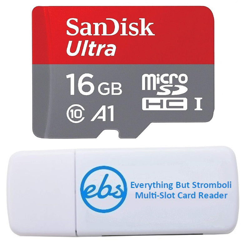 [Australia - AusPower] - SanDisk 16GB Ultra Micro SD Memory Card Class 10 Works with Canon Ivy CLIQ+, Ivy CLIQ, Instant Film Camera (SDSQUAR-016G-GN6MN) Bundle with (1) Everything But Stromboli SD & MicroSD Card Reader 
