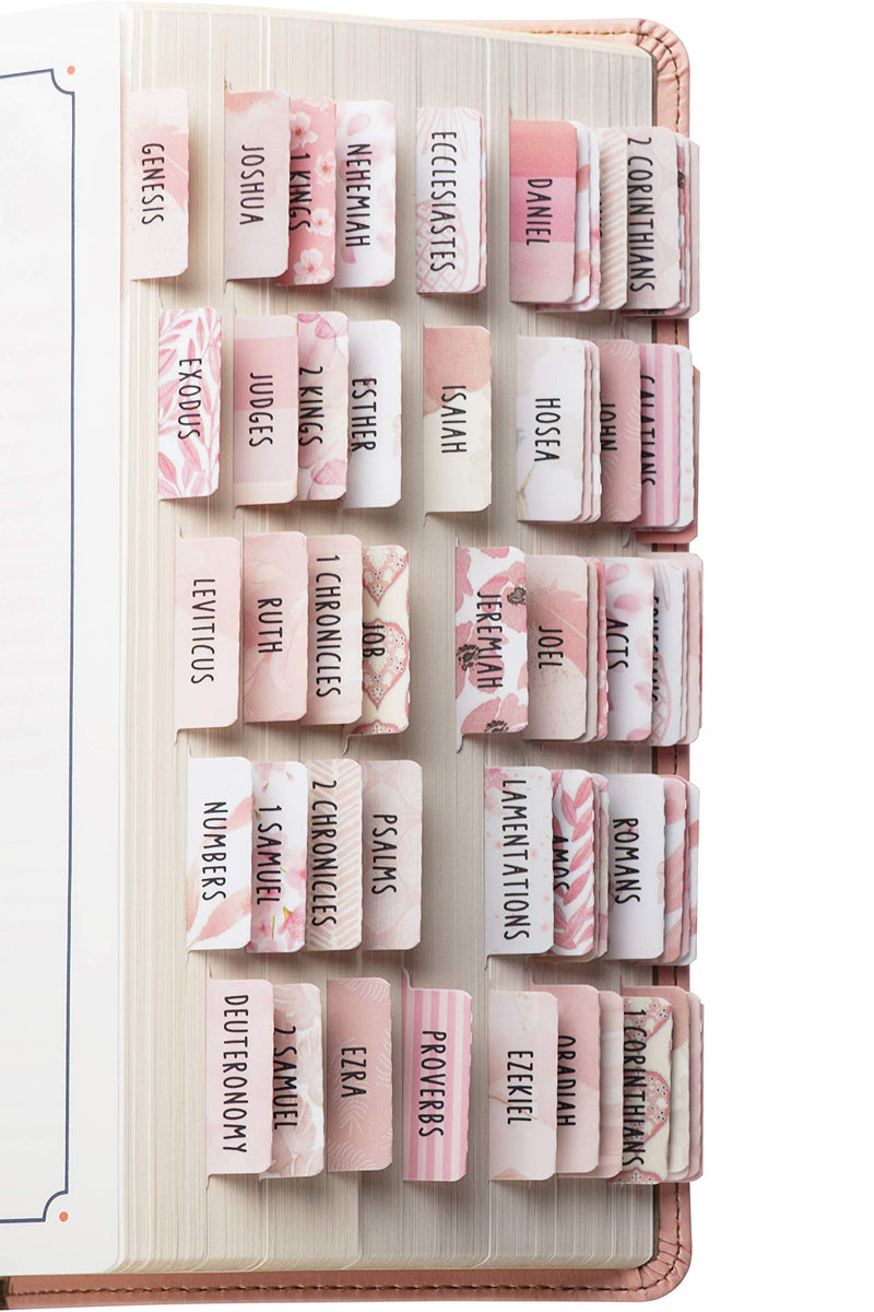 [Australia - AusPower] - DiverseBee Laminated Bible Tabs for Women (Large Print, Easy to Read), Colorful Bible Journaling Book Tabs, Christian Gift, 66 Bible Tabs Old and New Testament, Includes 11 Blank Tabs - Rose Theme 