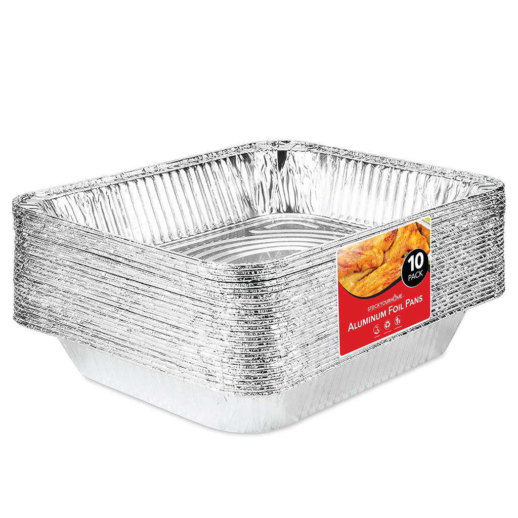 [Australia - AusPower] - Aluminum Pans 9x13 Disposable Foil Pans (10 Pack) - Half Size Steam Table Deep Aluminum Trays - Tin Foil Disposable Pans Great for Cooking, Heating, Storing, Prepping Food 10 Pack 
