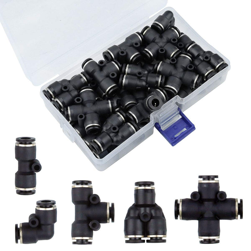 [Australia - AusPower] - Hamineler 29 Pack 1/4 Inch Tube OD Plastic Push to Connect Tube Fitting, Pneumatic Elbow Straight T and Y Cross Union Combination Straight Push Quick Release Connectors for 1/4'' OD Tube 