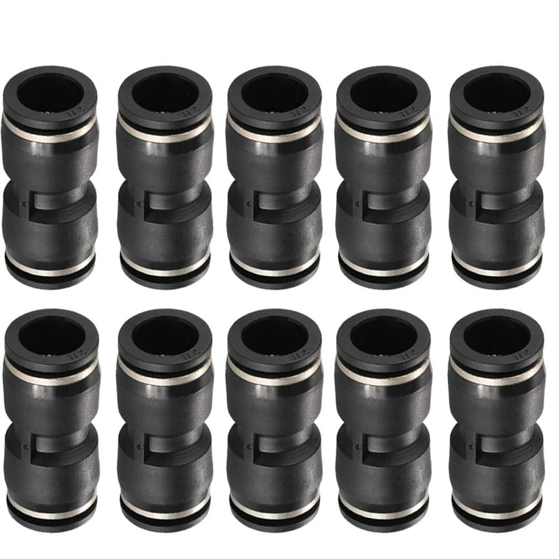 [Australia - AusPower] - Jienk 10PCS Pneumatic Push to Connect Fittings, PBT Plastic Union Straight 1/2"x 1/2" Tube OD Quick Connector for Home Garage Air Brake Air Compressor 1/2"x 1/2" 