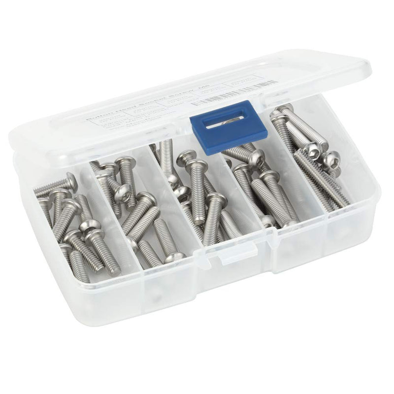 [Australia - AusPower] - 50 PCS M4 x 20/25/30/35/40mm Button Head Socket Cap Screw Assortment, Stainless Steel 18-8 (304), Bright Finish 