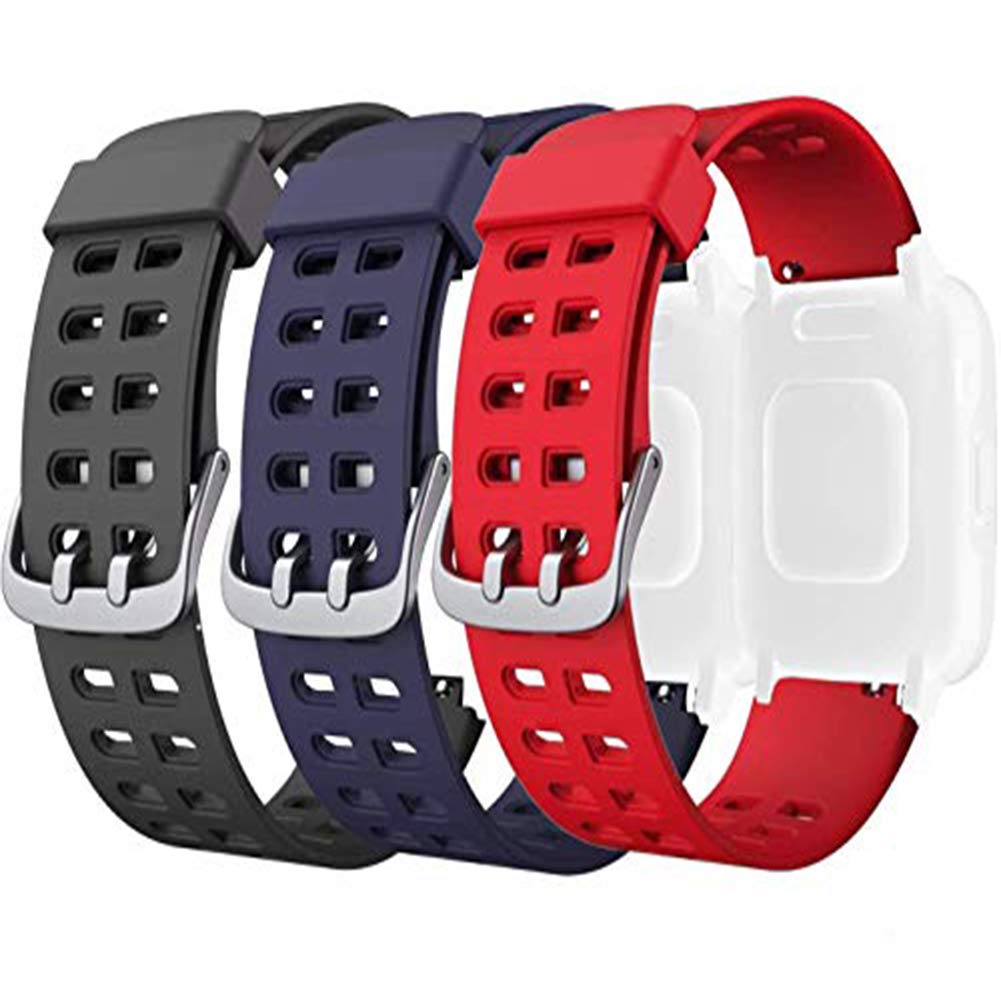 [Australia - AusPower] - AndThere Replacement Band, Adjustable Soft Silicone Smart Watch Bands Smartwatch Replacement Strap Wristband Watchbands for ID205L ID205 Sport Fitness Tracker Smart Watch Bracelet (Black+Blue+Red) black+blue+red 21.2x2.3cm 
