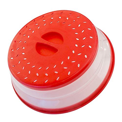 [Australia - AusPower] - Collapsible Microwave Food Cover BPA free TPR, 10.5inch, round with grip handle, Red… 1 