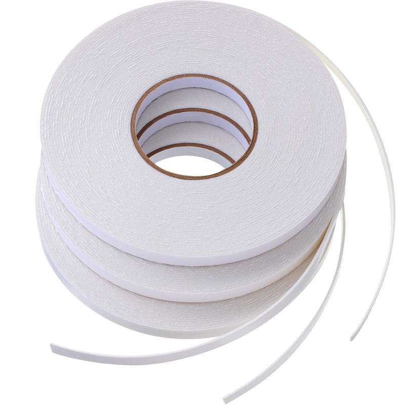 [Australia - AusPower] - 3 Rolls Double Sided Foam Tape PE Roll Foam Tape Double Faced Sponge Adhesive Mounting Tape (White, 1/2 Inch by 50 Feet) White 