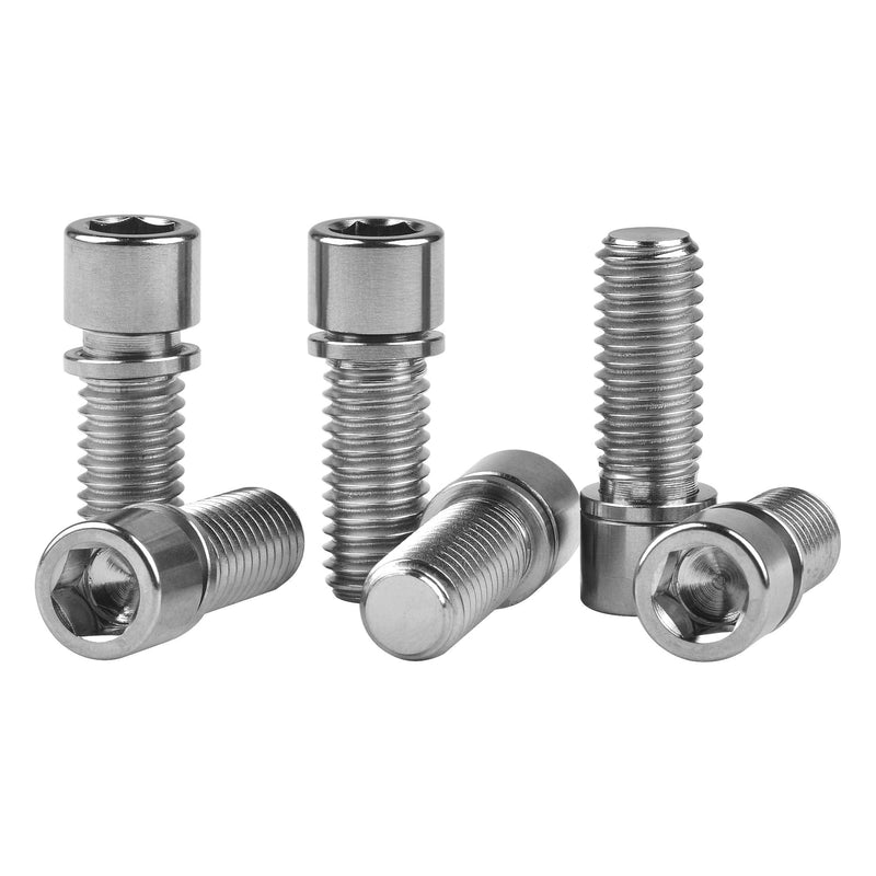 [Australia - AusPower] - Wanyifa M8 x 20mm Titanium Ti Bolt with Washer for BMX Bicycle Stem Pack of 6 Normal Titanium 