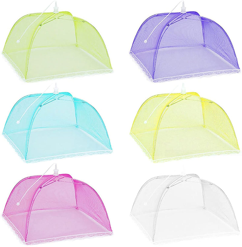 [Australia - AusPower] - 6 Pack Colored Mesh Food Cover Tents by Winknowl, Reusable and Collapsible Large 17" Pop-Up Food Net Protector Umbrella for BBQ, Picnics, Parties, Outdoor 6 Pack Colored 