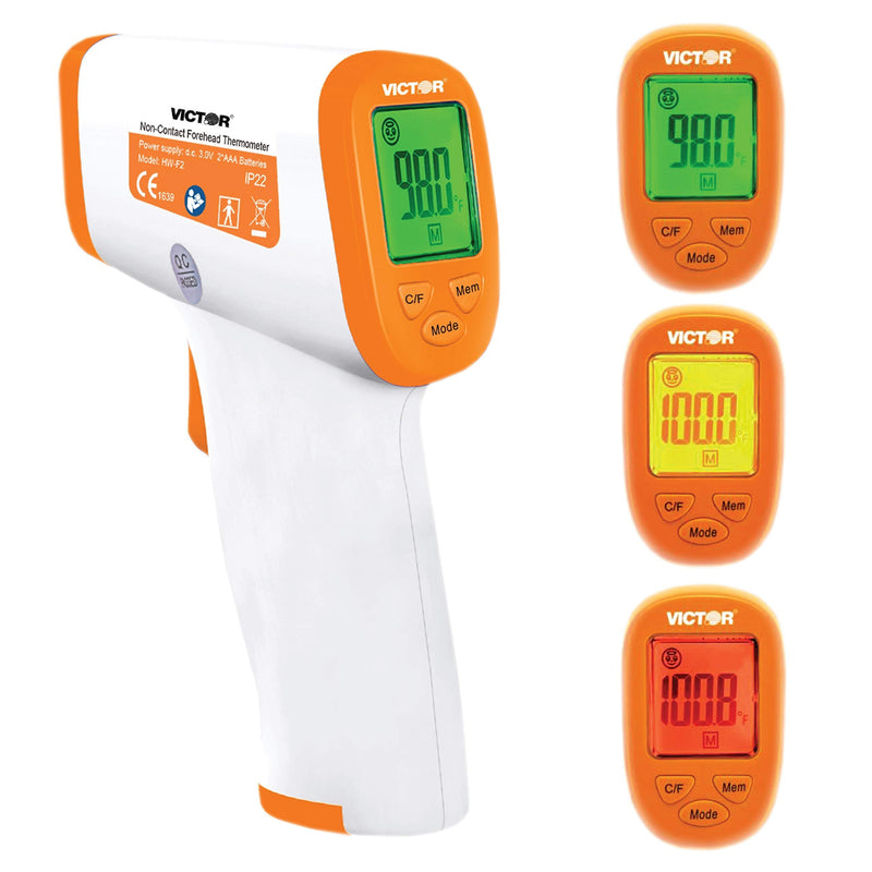 [Australia - AusPower] - Victor T9000 Non-Contact Digital Infrared Forehead and Wrist Thermometer, for Adults and Kids, White/Orange 