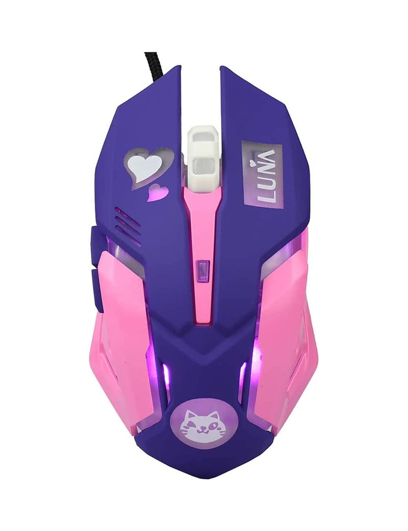 [Australia - AusPower] - Gaming Mouse,Pink Backlit Optical Game Mice Ergonomic USB Wired with 2400 DPI and 6 Buttons 4 Shooting for Computer/Win/Mac/Linux/Andriod/iOS. (Purple) purple 