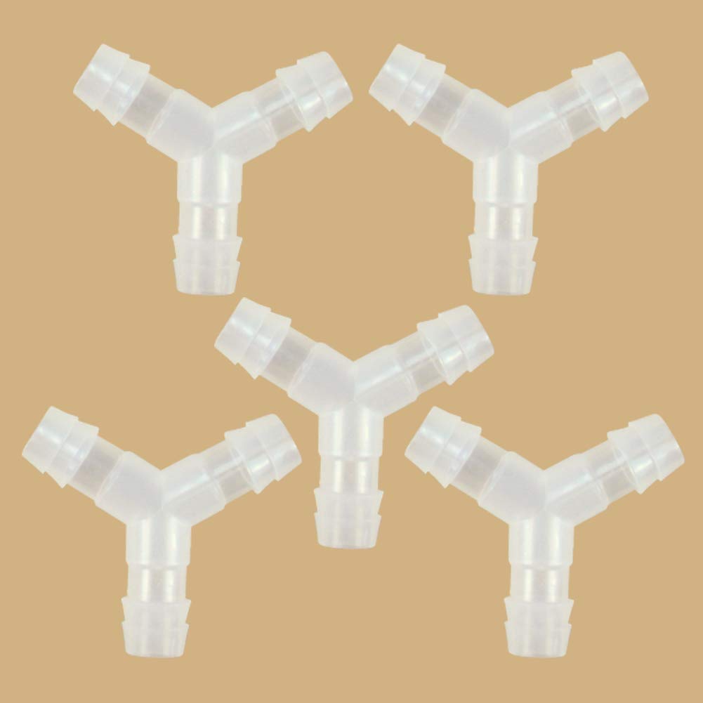 [Australia - AusPower] - Quickun 1/4" Hose Barb Fitting Equal Barbed Y Shaped 3 Way Plastic Joint Splicer Mender Adapter Union for Air Line Tubing Pipe (Pack of 5) 1/4"(5Pcs) 