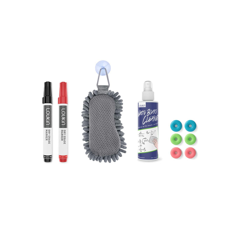 [Australia - AusPower] - LOUKIN Combo Basic KIT, Dry Erase Board Accessory Set (Includes 1 Eraser, 1 Cleaner, 2 Dry Erase Markers and 6 Magnets), Ideal for Office, School or Home Use. 