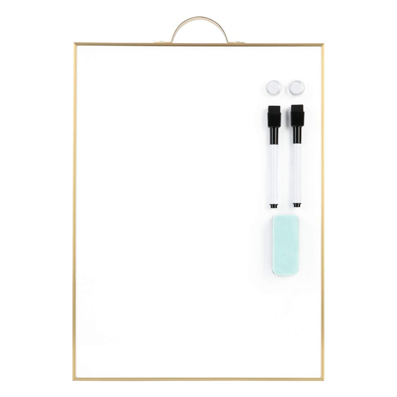 [Australia - AusPower] - Small Dry Erase White Board - 16" X 12" Portable Aluminum Frame Mini Whiteboard with Holder Magnetic Board for Kids to Do List Notepad for Office, Home, Kitchen, School. Gold 