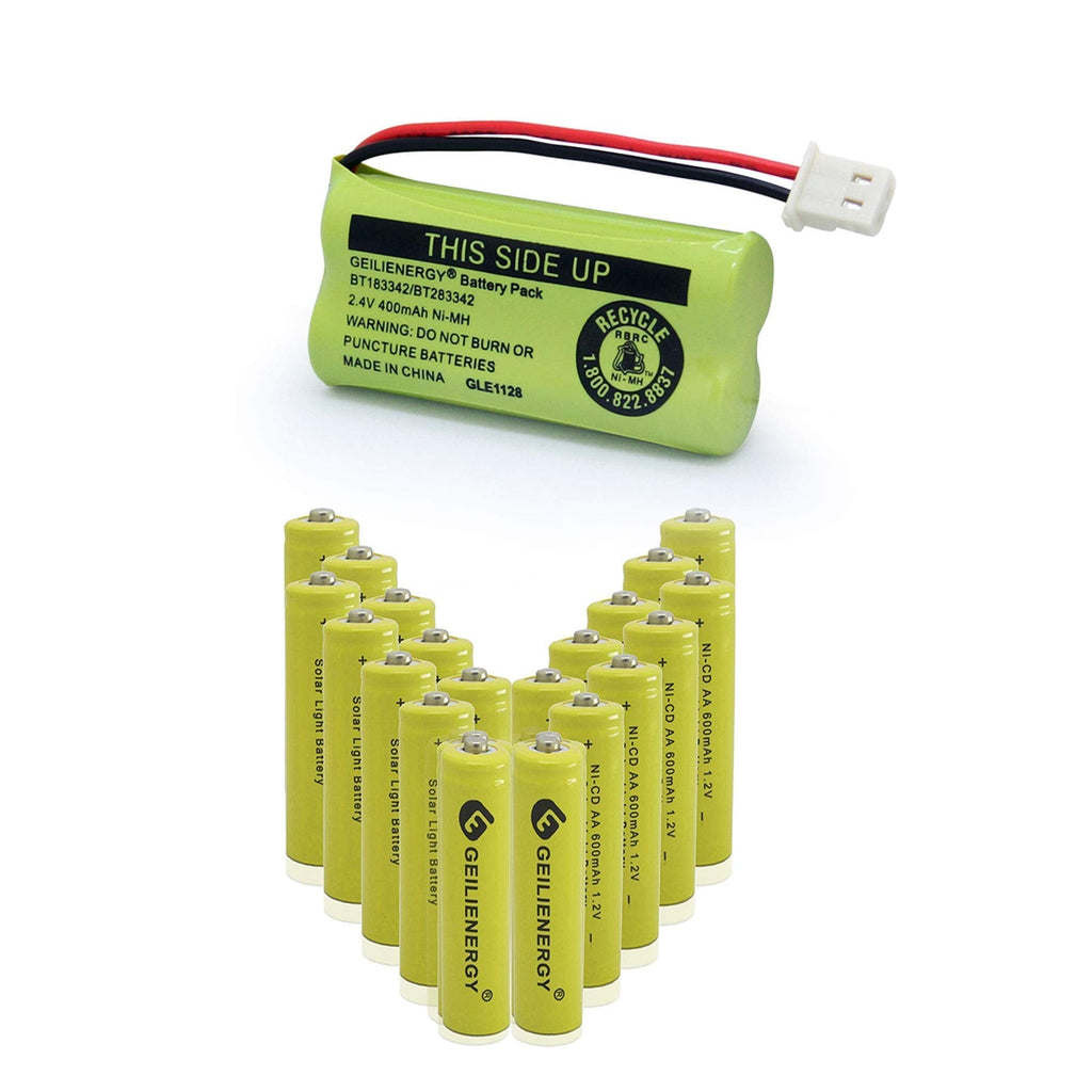[Australia - AusPower] - 4 Pack BT183342 BT166342 BT162342 Phone Battery with 20PCS AA Rechargeable Batteries for Solar Lights 