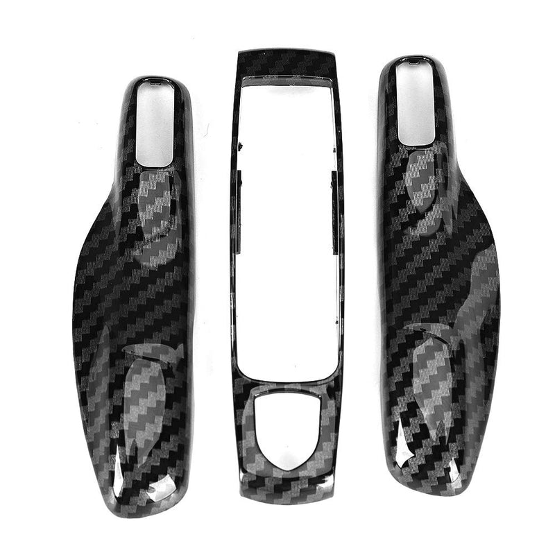[Australia - AusPower] - Remote Key Cover Fit For Porsche Cayman/Macan/Boxster, 3Pcs/Set ABS Carbon Fiber Style Car Key Trim Cover 