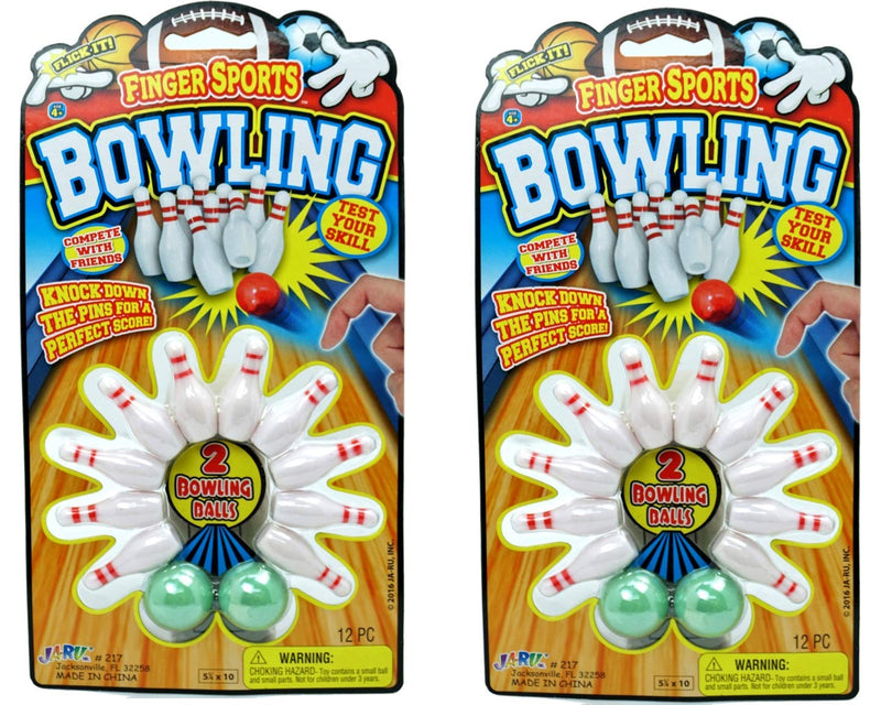 [Australia - AusPower] - Finger Bowling Game Set (Pack of 2 Sets) Miniature Sports Small Bowling Game Pocket Size. Plus 1 Collectible Bouncy Ball | Mini Bowling Table Set for Kids | Item #217-2p 