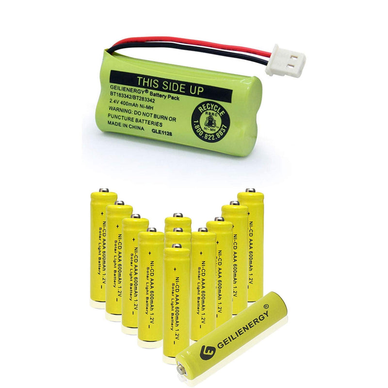 [Australia - AusPower] - 4 Pack BT183342 BT162342 BT166342 Phone Battery with 12 Pack NiCd AAA Rechargeable Batteries for Solar Lights 