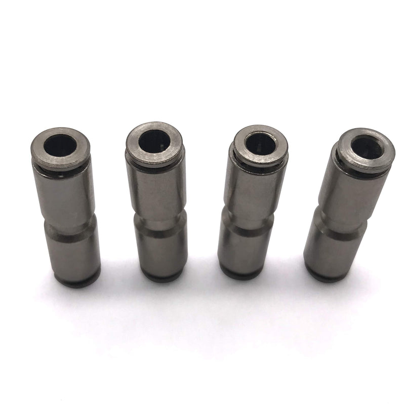 [Australia - AusPower] - Brass Push to Connect Air Fittings, Metric 4mm OD Straight Union Quick Connect Push Lock Fitting Air Hose Pneumatic Fittings Tube Connectors Nickel-Plated, 4Pcs 