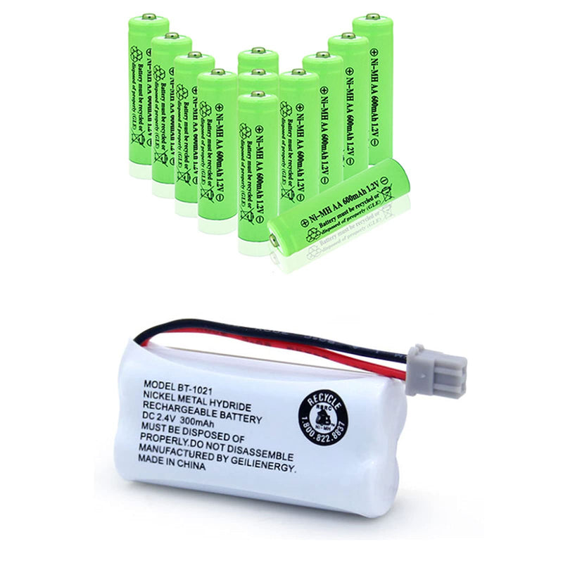 [Australia - AusPower] - 12 Pack NiMH AA Rechargeable Batteries for Solar Lights with 2 Pack BT-1021 BBTG0798001 Compatible for Uniden BT1008 BT-1008 BT1016 BT-1016 