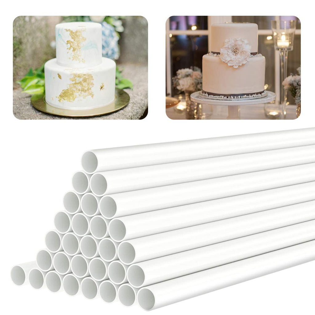 [Australia - AusPower] - White Plastic Cake Dowel Rods for Tiered Cake Construction and Stacking Supporting Cake Round Dowels Straws with 0.4 Inch Diameter (9.5 Inch) 9.5 Inch (10 PCS) 