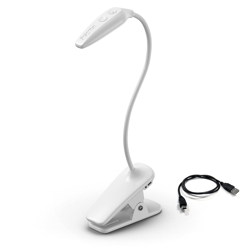 [Australia - AusPower] - Energizer Clip on Light - Rechargeable LED Reading Book Light - Adjustable Light Modes - Night Light Clip on For Desk, Headboard, Computers (USB Cable Included)-White 