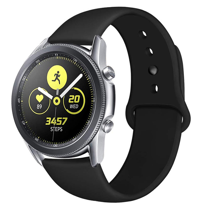 [Australia - AusPower] - OenFoto Bands Compatible Samsung Galaxy Watch 3 41mm/ 42mm/ Galaxy Watch Active/Gear Sport, 20mm Soft Silicone Replacement Wristband for Samsung Galaxy Watch 3 Smartwatch, Women Men, Large Small Large Size: 6.3" – 8.3" Black with Black Button 