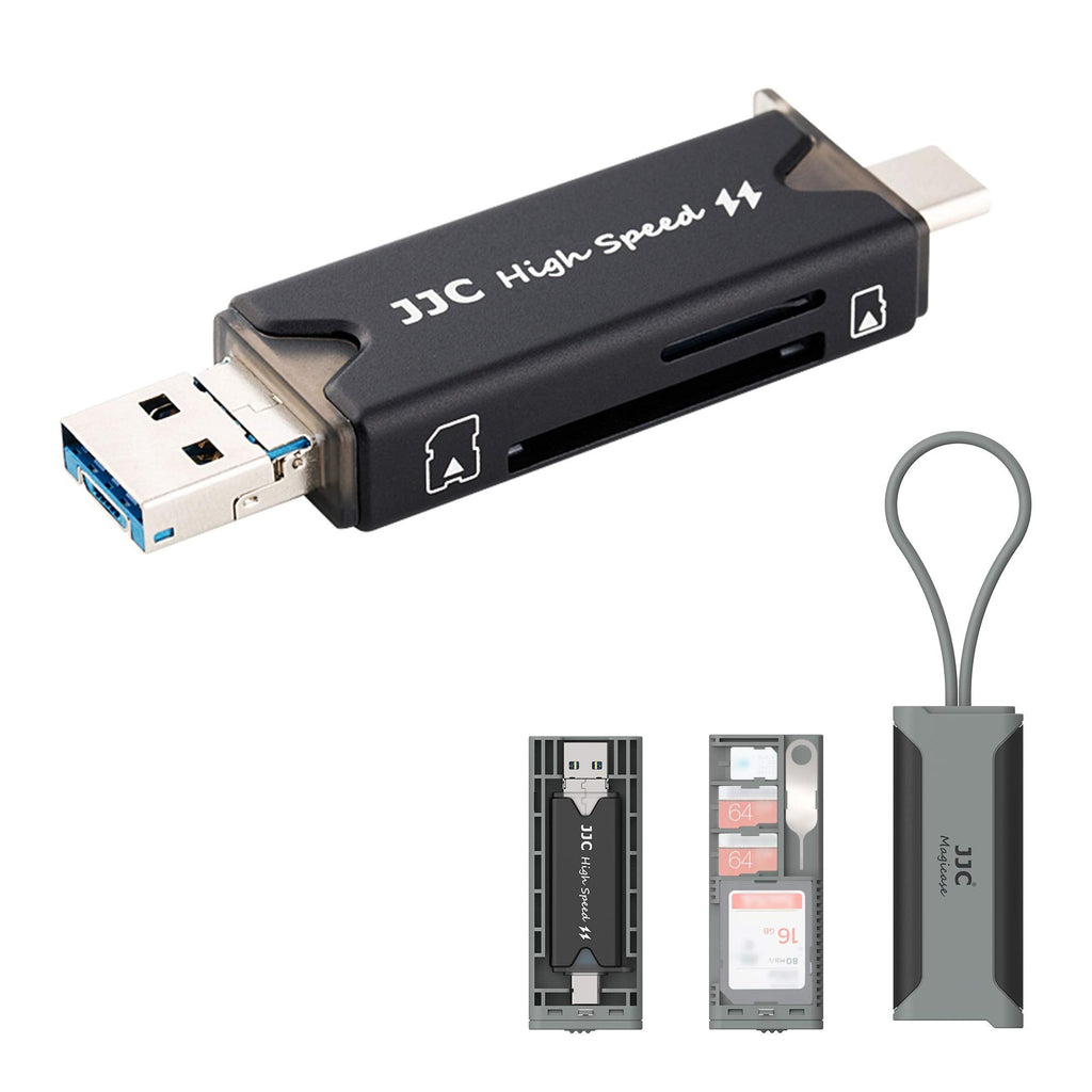 [Australia - AusPower] - JJC USB 3.0 SD Micro SD Card Reader with Storage Case, USB C USB A Plus OTG for SD SDHC SDXC Micro SD Micro SDHC Micro SDXC TF Memory, Compatible with Computer, Laptop, OTG Enable Phone and Tablet USB 3.0 Reader with Storage Case 