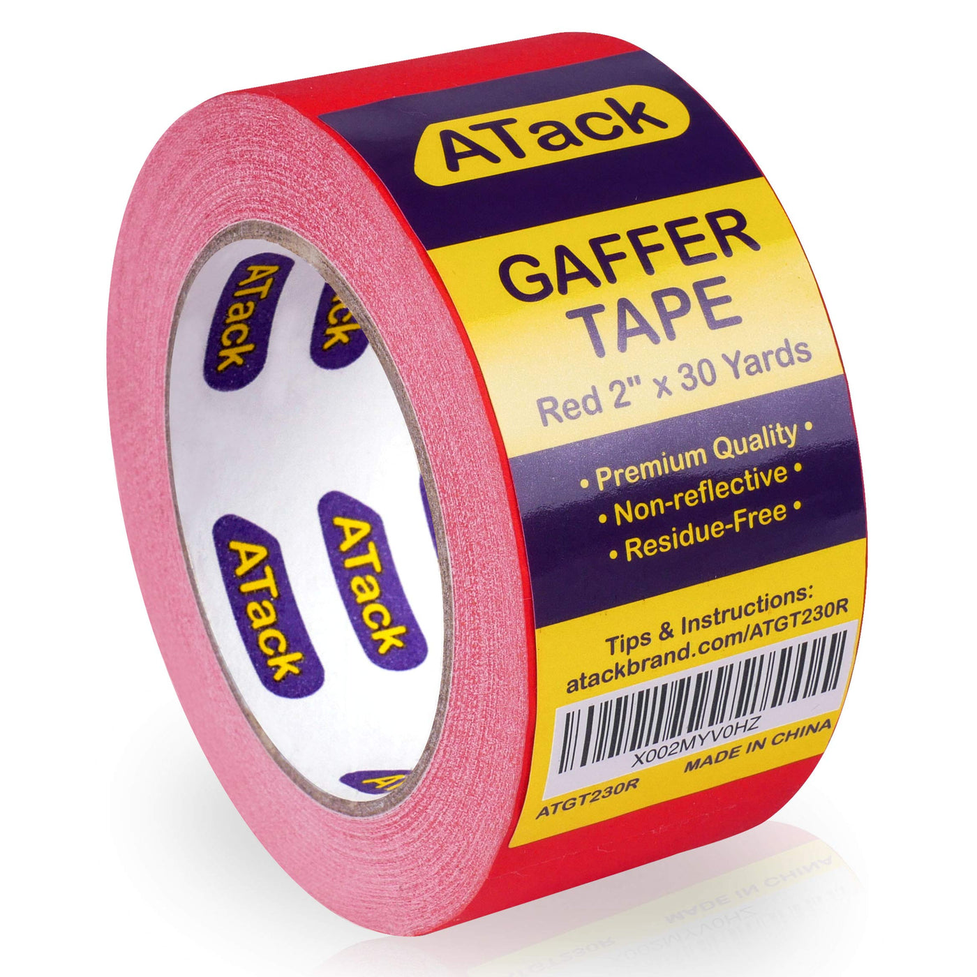 ATack Gaffer Tape, 2-Inch x 30-Yards, Red Premium Grade and Easy Tear Matte  Red Gaff Main Stage Tape for Photographers, Interior Designers and  Professionals