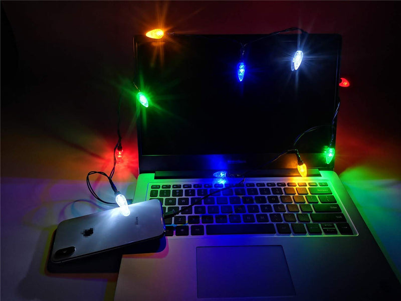 [Australia - AusPower] - KBG LED Christmas Light USB C Cable, USB Type C and Bulb Charger, 50inch 10led Multicolor Compatible with Samsung Galaxy S10 S10E S9 S8 Plus Note 10 9 8,Moto Z,LG G8 and More (Type-C) Multicolor-TypeC 