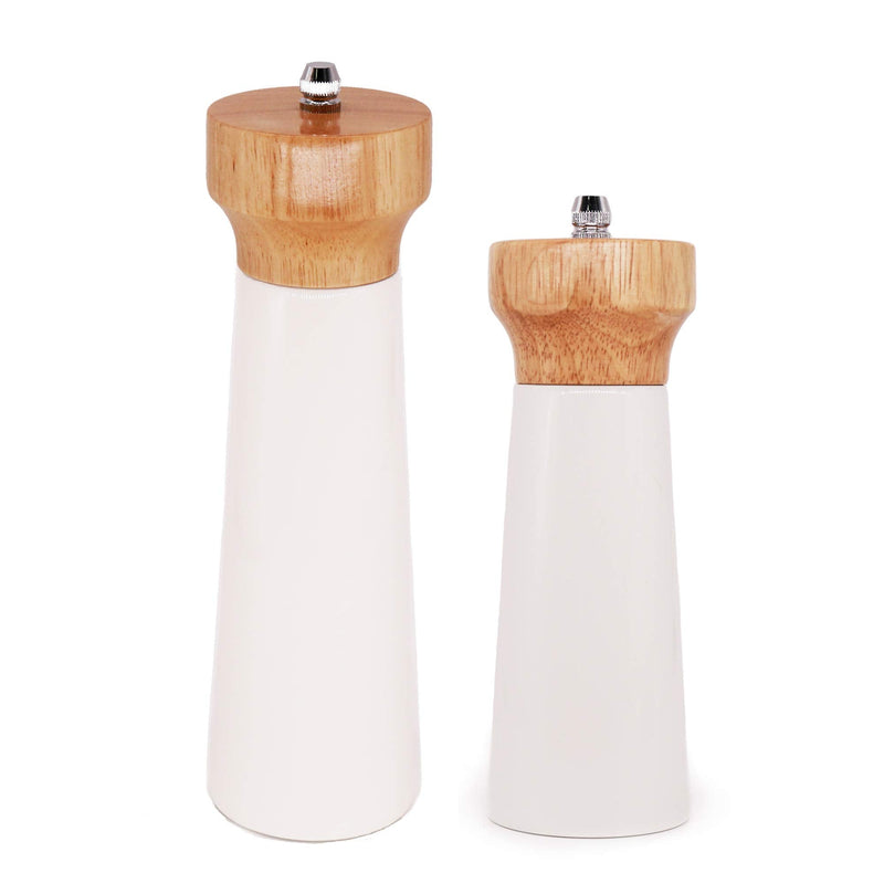 [Australia - AusPower] - Wooden Salt and Pepper Grinder Set, Sustainable Cherry Wood, Elegant Lighthouse Sea Salt Grinder and Black Pepper Mill Set for Seasoning, Cooking, Dining -By Tessie & Jessie (6“+8”) 6“+8” 