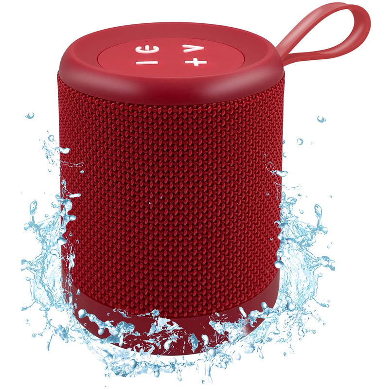[Australia - AusPower] - Megatek Portable Bluetooth Speaker with IPX5 Waterproof, 100-Foot Wireless Range, Crystal-Clear HD Sound, Rich Bass, Aux Input, Small Speaker with Clip for Outdoor, Travel, Shower & Pool Red 