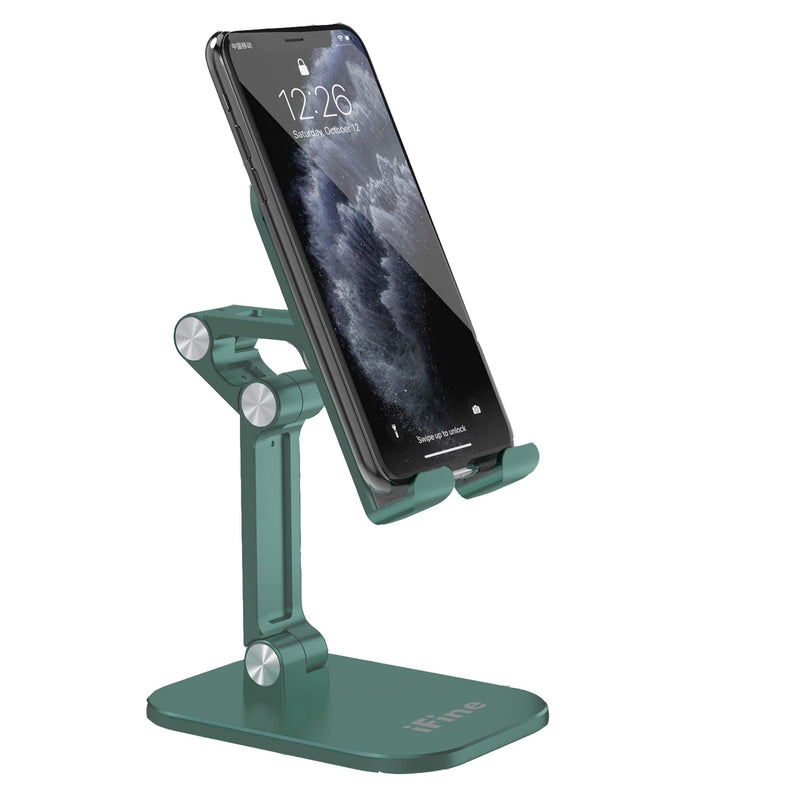 [Australia - AusPower] - iFine Cell Phone Stand Holder - Angle Height Adjustable Foldable Mobile Phone Holder for Desk Compatible Tablet Stand iPhone 11 12 Pro Max Xr X8 iPad Stand (Green) Green 