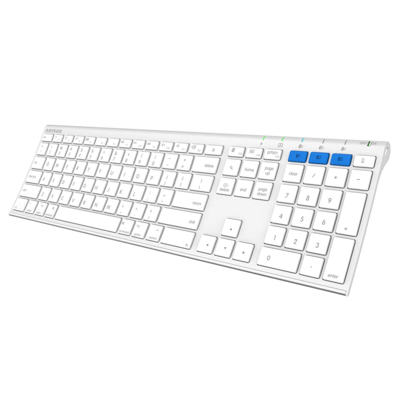 [Australia - AusPower] - Arteck Bluetooth Keyboard for Mac iPad Multi-Device Stainless Steel Full Size Wireless Keyboard Compatible with iPad, iMac, Mac Mini, MacBook, iPhone, Mac OS, iOS, Built-in Rechargeable Battery 
