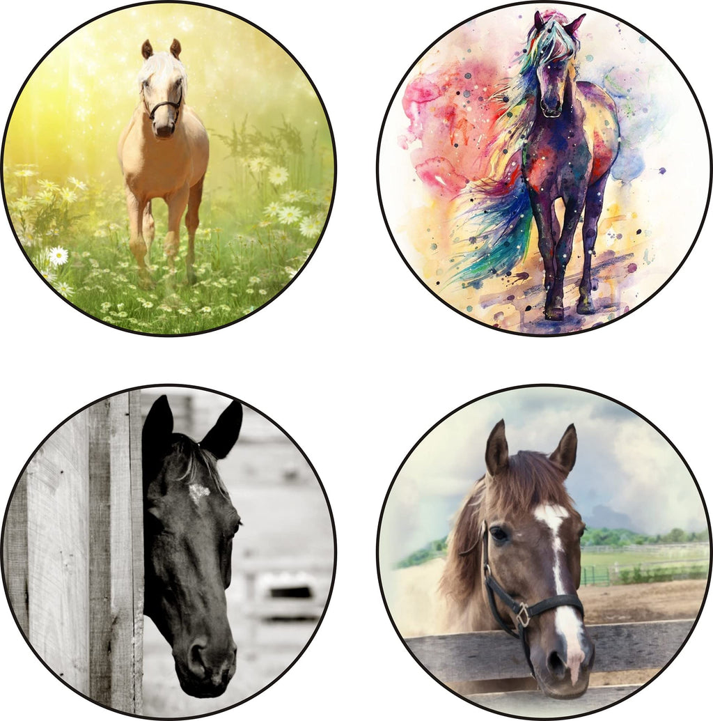 [Australia - AusPower] - 4 Pack Foldable Expanding Cell Phone Finger Stand Holder Compatible with All Smartphones and Tablets Watercolor Yellow Brown Field Horse 