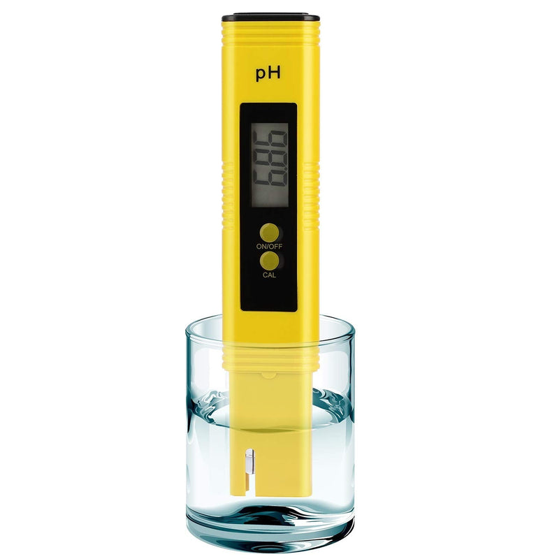 [Australia - AusPower] - PH Meter for Water Hydroponics Digital PH Tester Pen 0.01 High Accuracy Pocket Size with 0-14 PH Measurement Range for Household Drinking, Pool and Aquarium (Yellow) Yellow 