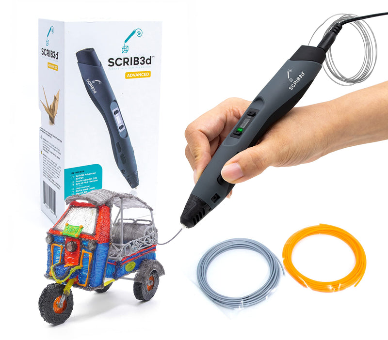 [Australia - AusPower] - SCRIB3D Advanced 3D Printing Pen with Display - Includes Advanced 3D Printing Pen, 2 Starter Colors of PLA Filament Stencil Book + Project Guide, and Charger 
