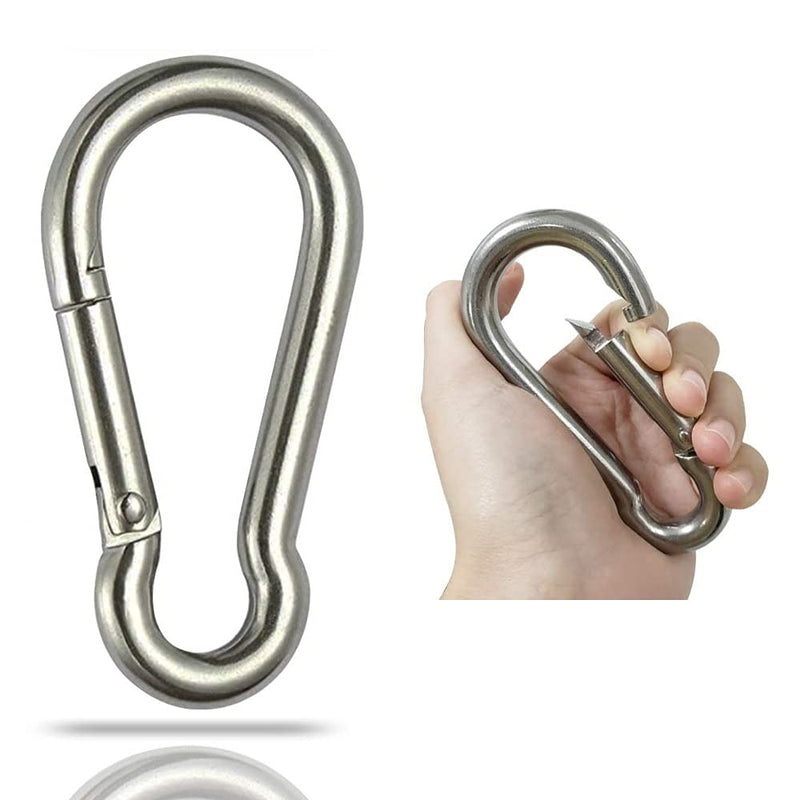 [Australia - AusPower] - GRANDBUY 4 Inch Spring Snap Hook Carabiner, 304 Stainless Steel Snap Hook Heavy Duty Carabiner Clip, Stainless Steel Spring Snap Hook Carabiner Carabiner Outdoor, Pack of 2 