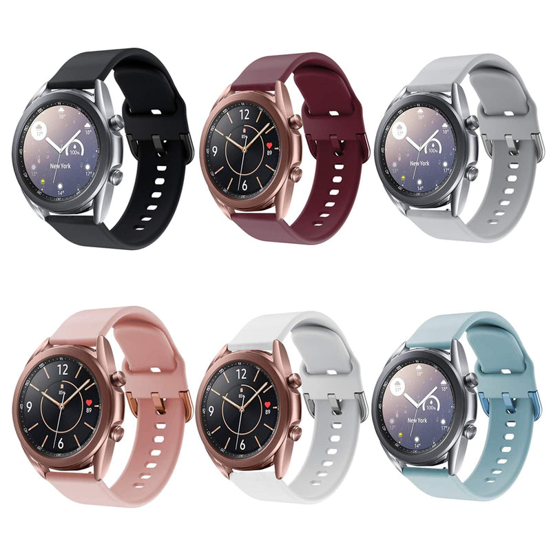 [Australia - AusPower] - Compatible for Samsung Galaxy Watch 3 41mm Bands/Galaxy Watch 4 40mm 44mm Band, 6 Pack 20mm Silicone Replacement Sport Watch Wristband Strap Compatible for Galaxy Watch 3 41mm Band 6color 