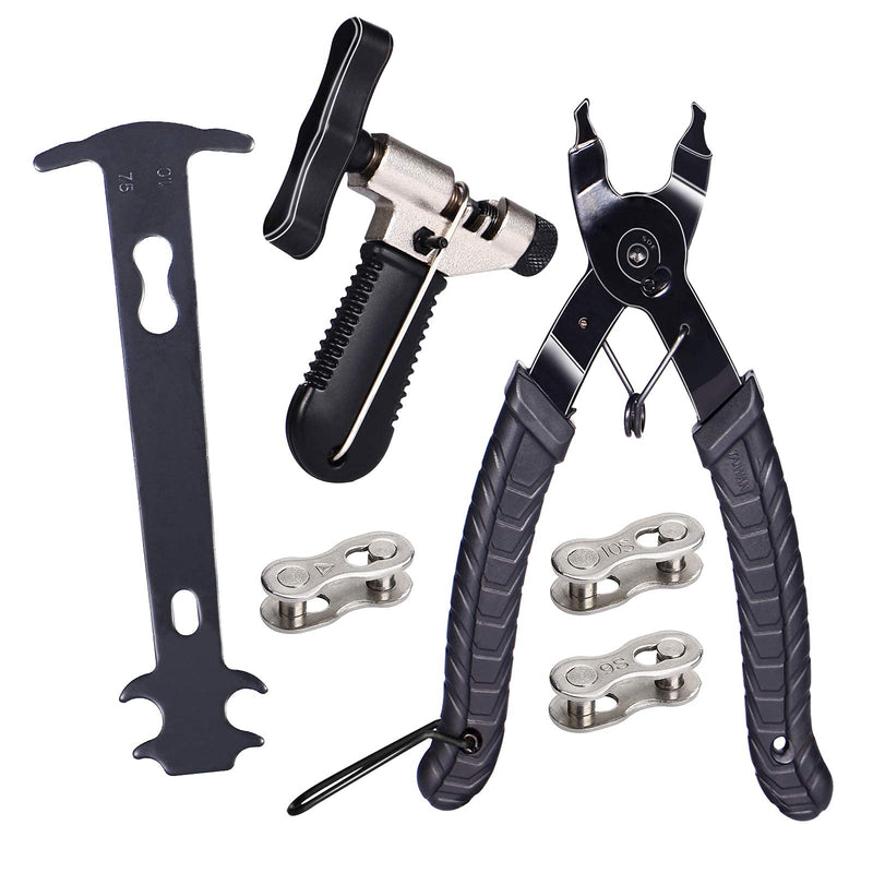 [Australia - AusPower] - Aunocy Bike Chain Removal Tool – Bicycle Chain Repair Kit – Bike Link Plier, Chain Breaker Splitter Tool, Chain Checker and 3 Pairs of Links – Easy to Use – Quick Fix – Premium Tool Kit for Cyclists 