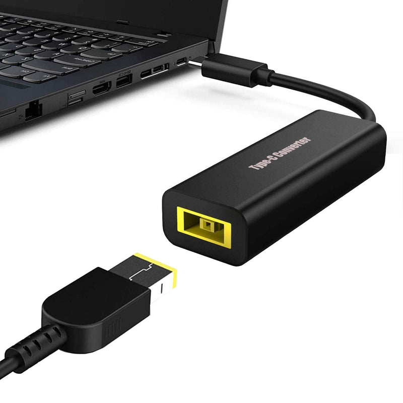 [Australia - AusPower] - PLUSPOE USB C to Slim Tip Adapter, Convert Lenovo Square Charger to Type C, for Lenovo Thinkpad, Samsung S8/S9/Note, Nintendo Switch, and Any USB C Devices, Max 65watt 
