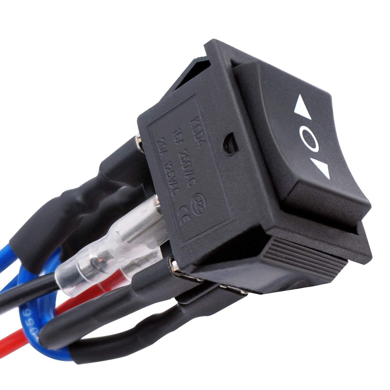 [Australia - AusPower] - TWTADE Latching Polarity Reverse Switch 12V 10A DC Motor Control 6 Pin 3 Position ON-Off-ON AC 110V-220V Black Boat Rocker Toggle Switch with Wire KCD2-203-JT ordinary 