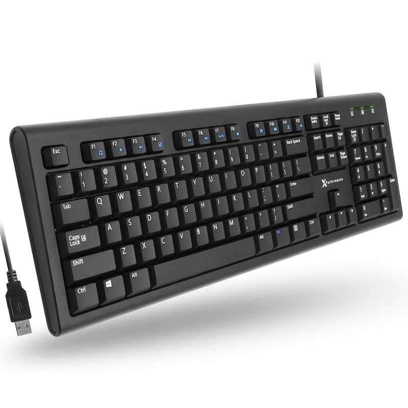 [Australia - AusPower] - X9 Performance Wired Keyboard - USB Computer Keyboard Wired, Coated with Silver Zinc Zeolite - USB Keyboard for Laptop with 5FT Cable - Wired Computer Keyboard for PC | Chromebook - Perfect for Office 