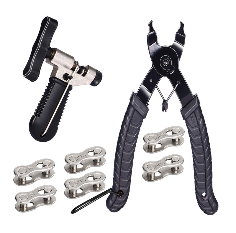 [Australia - AusPower] - Aunocy Bike Chain Removal Tool – Bicycle Chain Repair Kit – Bike Link Plier, Chain Breaker Splitter Tool and 6 Pairs of Links – Easy to Use – Quick Fix – Premium Tool Kit for Cyclists 