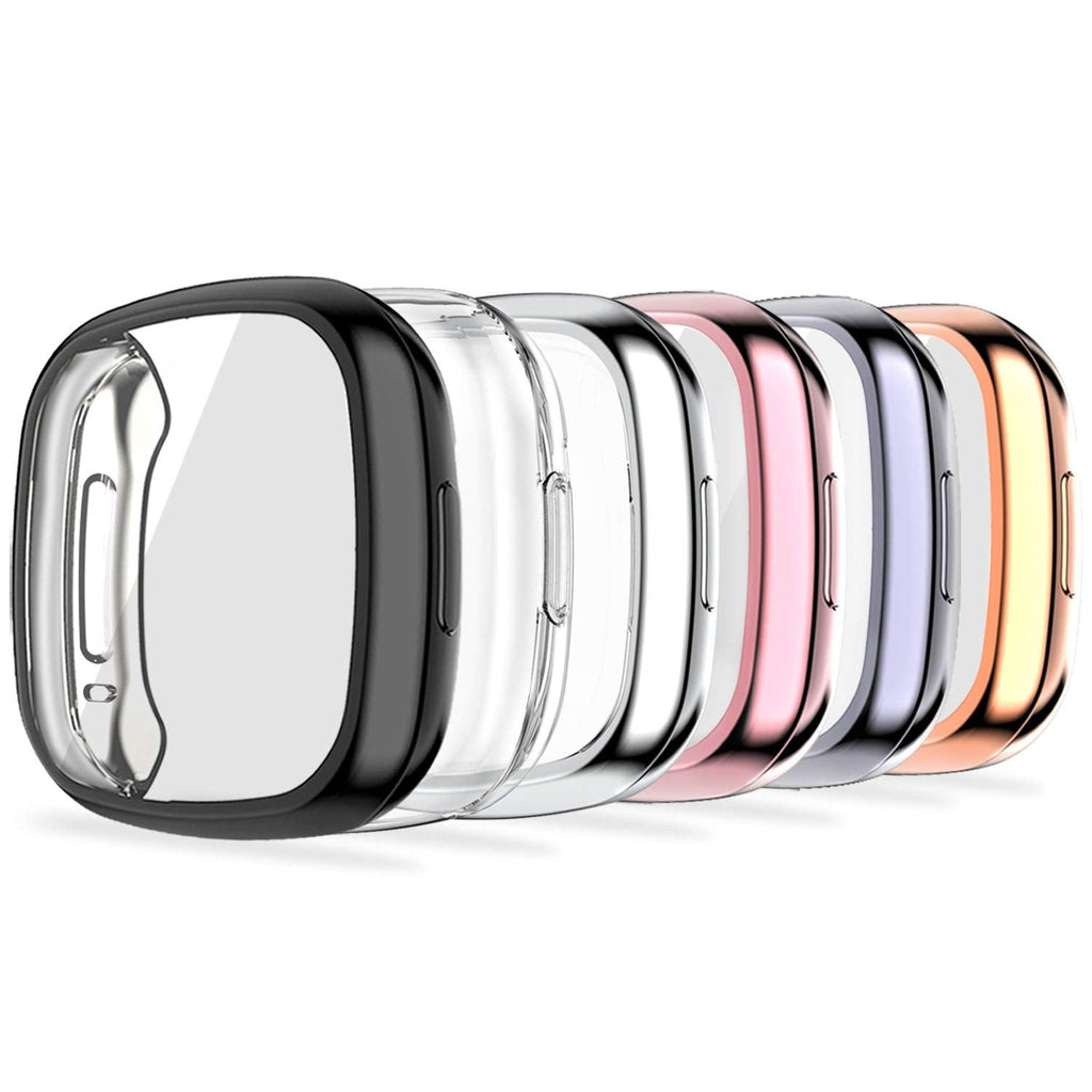 [Australia - AusPower] - KPYJA 6-Pack Screen Protector Compatible with Fitbit Versa 3/Sense Case, Soft TPU Plated Case All-Around Protective Screen Full Cover Bumper Compatible for Fitbit Sense/Versa 3 Smart Watch 