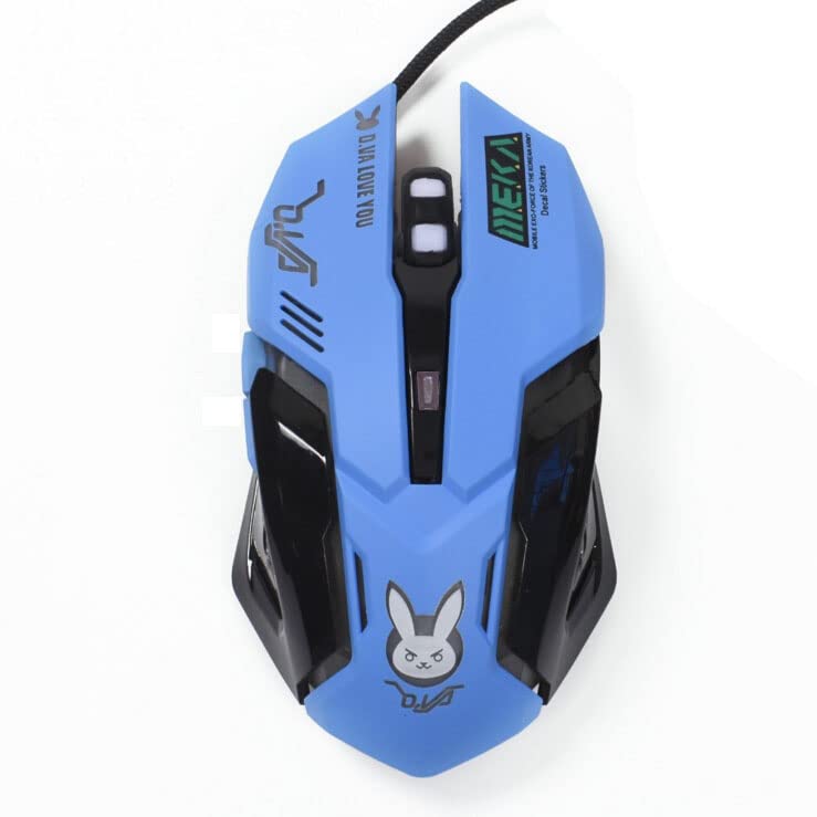 [Australia - AusPower] - Gaming Mouse,Pink Backlit Optical Game Mice Ergonomic USB Wired with 2400 DPI and 6 Buttons 4 Shooting for Computer/Win/Mac/Linux/Andriod/iOS. (Blue) Blue 