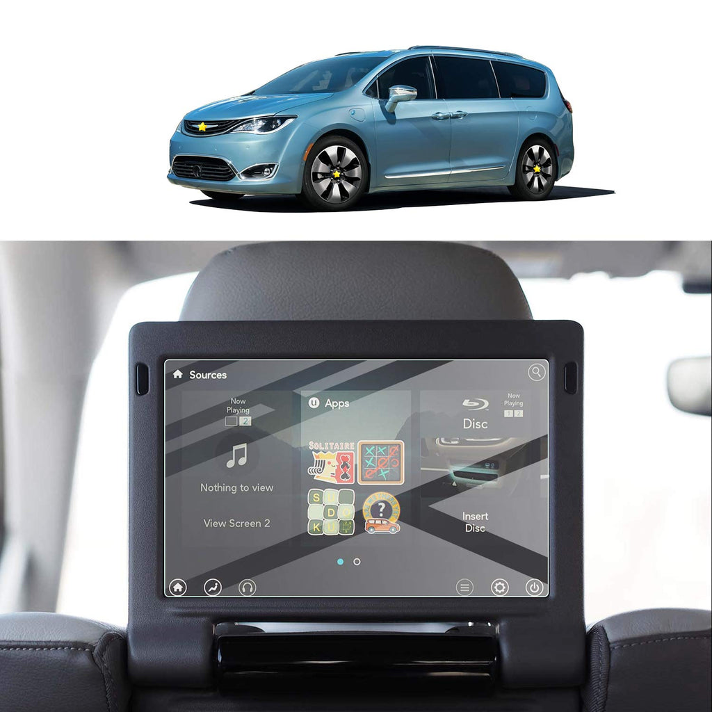 [Australia - AusPower] - [2PCS] Screen Protector Foils for 2017-2020 Chrysler Pacifica 10In Rear Seat Screen Display Tempered Glass 9H Hardness Anti Glare & Scratch HD Clear LCD GPS Touch Screen Protective Film (Rear Seat Screen) 